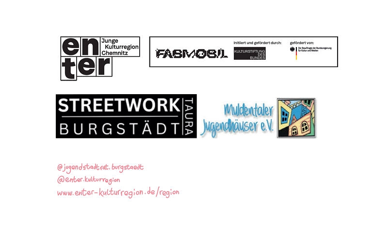 Logos enter + streetwork + Muldentaler Jugendhäuser e. V. Logos enter + streetwork + Muldentaler Jugendhäuser e. V. © enter + streetwork + Muldentaler Jugendhäuser e. V.